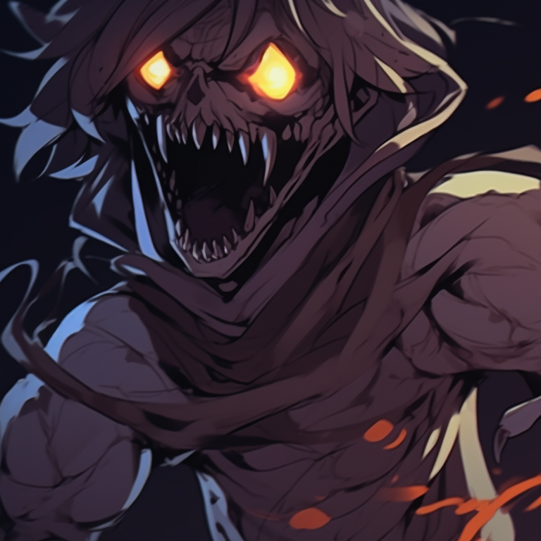 Two characters masked in shadowy specter costumes, featuring charcoal hues and gloomy ambience. creative matching halloween pfp pfp for discord.