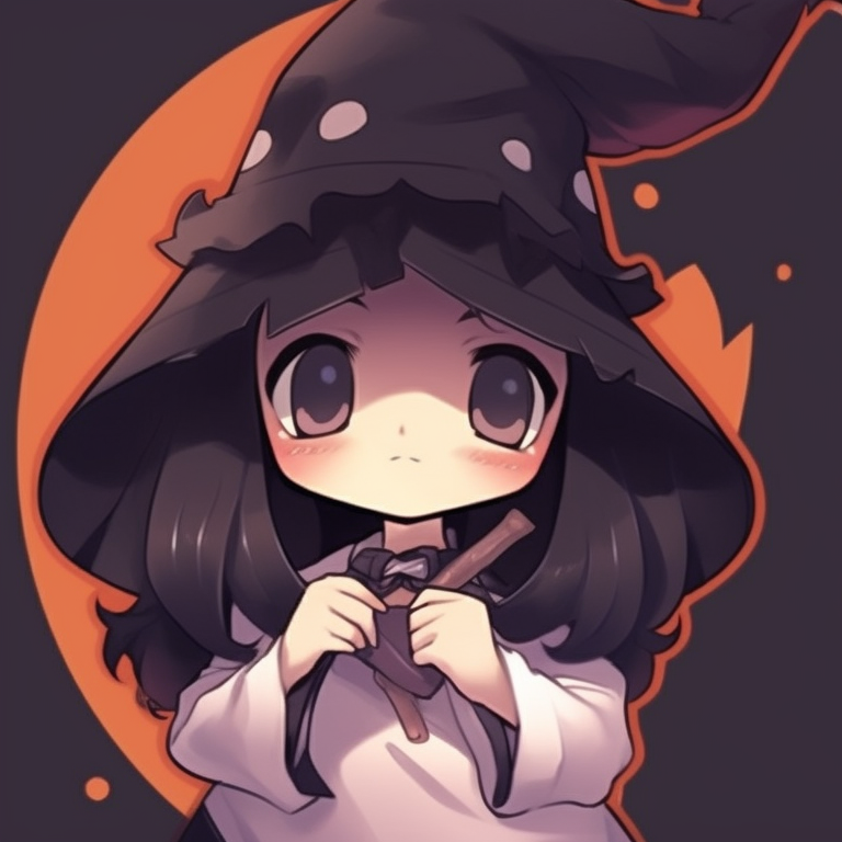 Two characters interacting, one holding a carved pumpkin, featuring bright and contrasting colors. cute halloween pfp matching pfp for discord.