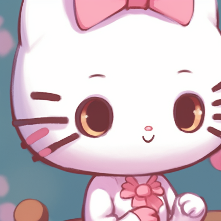 Two characters in a sunny day, pastel colors and Hello Kitty icon. hello kitty pfp matching trends pfp for discord.