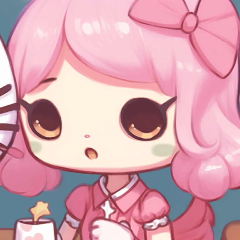 Two characters in a sunny day, pastel colors and Hello Kitty icon. hello kitty pfp matching trends pfp for discord.