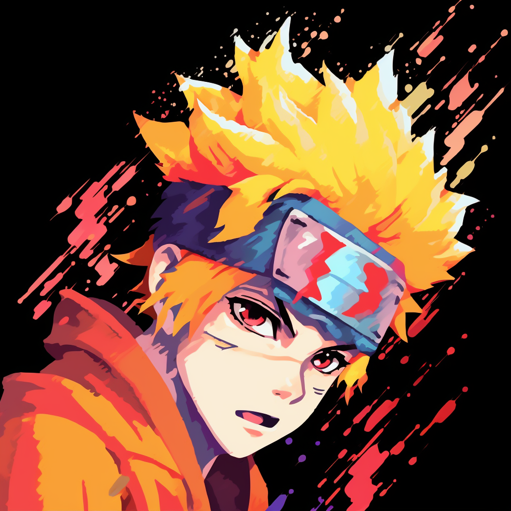 Naruto Uzumaki in dynamic action pose, with bold outlines and vibrant colors. highest rated animated pfp