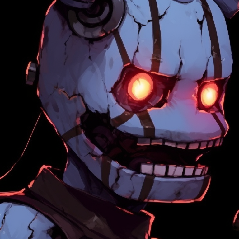 Silhouettes of two characters, simple outline and grungy texture. popular fnaf matching pfp designs pfp for discord.