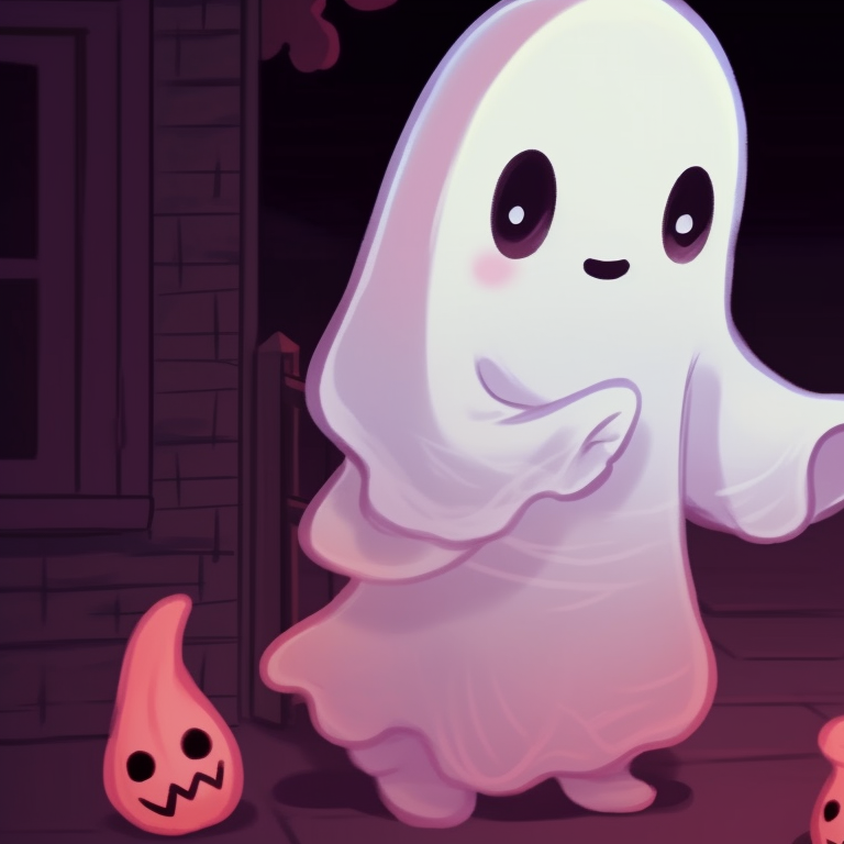 Two playful Halloween ghost characters with their tongues sticking out, bright color accents and crisp outlines. popular matching ghost pfp halloween theme trends pfp for discord.