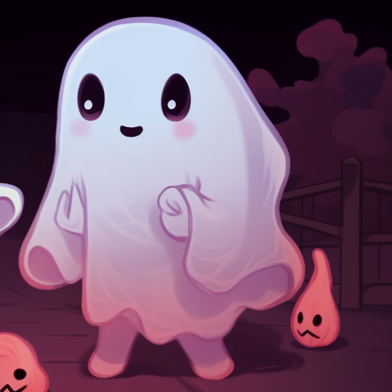 Two playful Halloween ghost characters with their tongues sticking out, bright color accents and crisp outlines. popular matching ghost pfp halloween theme trends pfp for discord.