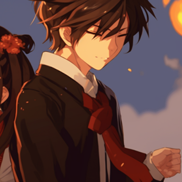 Two characters, exchanging presents, detailed with eye-catching color contrasts. delightful matching pfp gif pfp for discord.