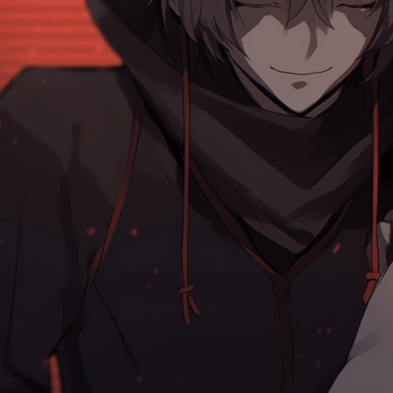 Two characters clad in dark outfits, their shadows merging in the diffuse background. friend group pfps pfp for discord.