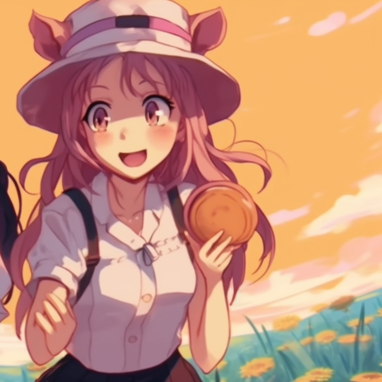 Characters sitting under spring flowers, pastel colors and romantic vibes thematic pfp pictures for best friends pfp for discord.