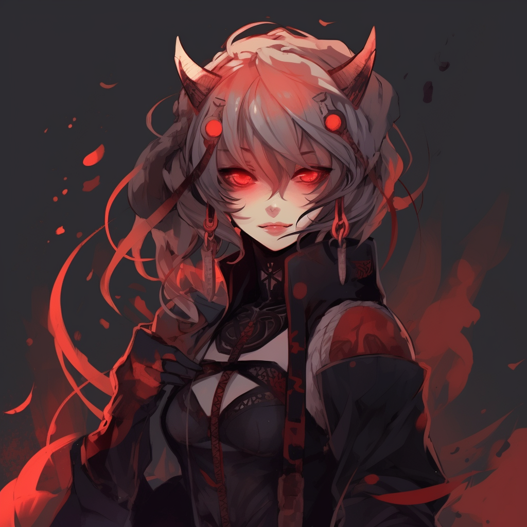 Close up of Akaza's face, detailed linework and intense expressions. male demon anime pfp pfp for discord.