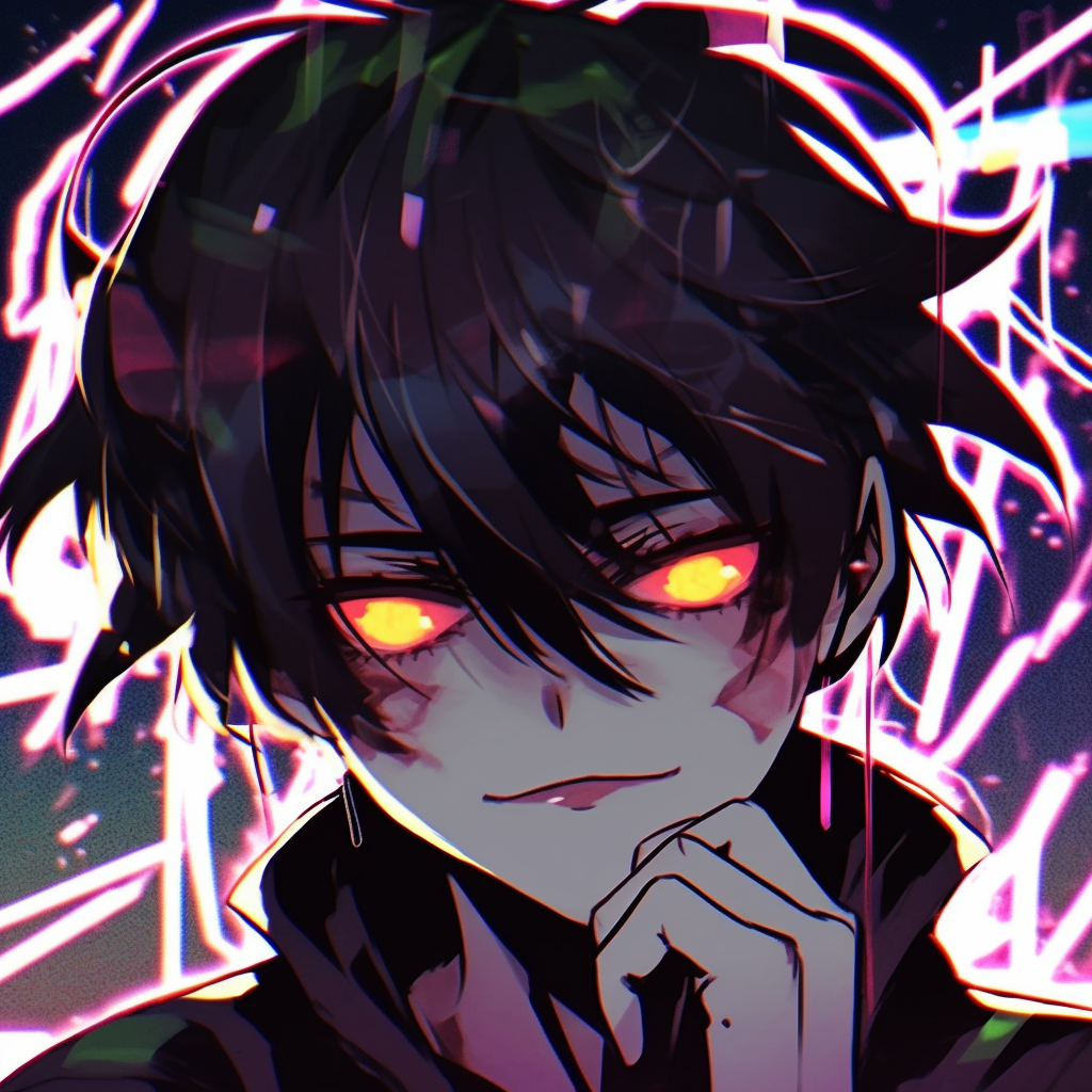 A image of a cyberpunk anime protagonist, vibrant neon colors and sharp lines. crazy anime pfp boy portrait tips pfp for discord.