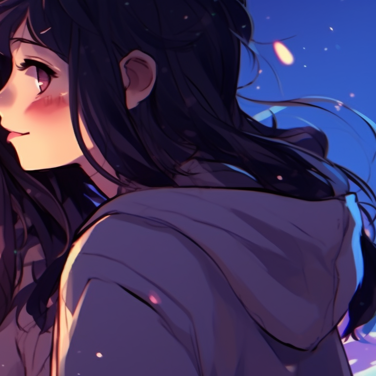 Two characters whispering into each other's ears, rich textures, and soft background. fun matching pfp for bf and gf pfp for discord.