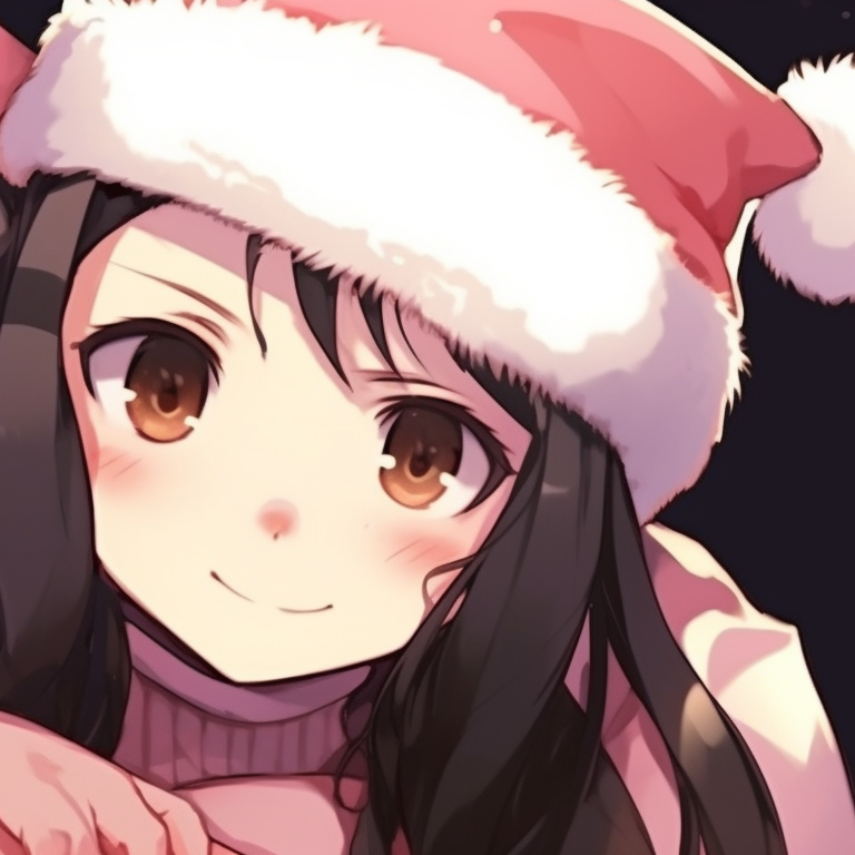 Kanao and Mitsuri under a Christmas tree, detailed ornaments and soft lighting. demon slayer christmas pfp ideas pfp for discord.