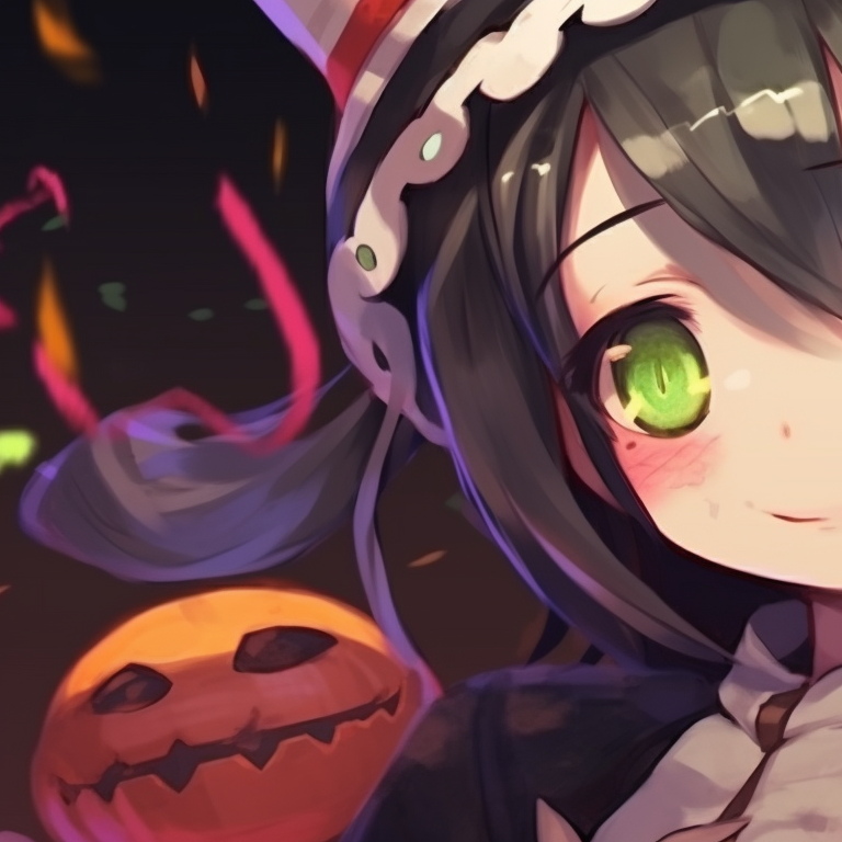 Obanai and Mitsuri holding hands, costumes adorned with playful Halloween motifs. obanai mitsuri halloween theme amazing matches pfp for discord.