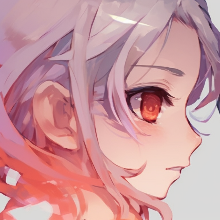 Two anime girls, one vibrant and one pastel, looking at each other. vibrant anime girl matching pfp pfp for discord.