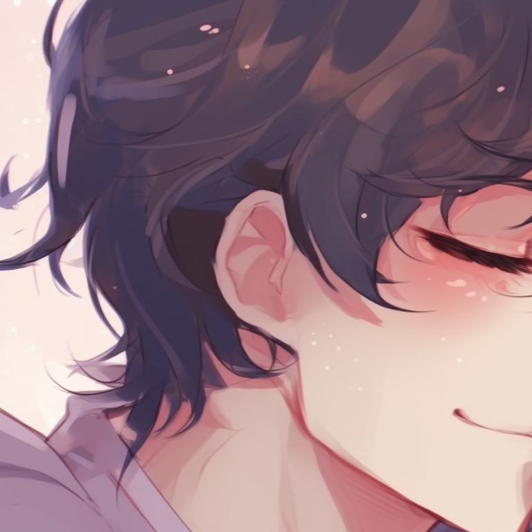 Two characters in a tender embrace, with soft colors and subtle lines. romantic cute couple matching pfp pfp for discord.