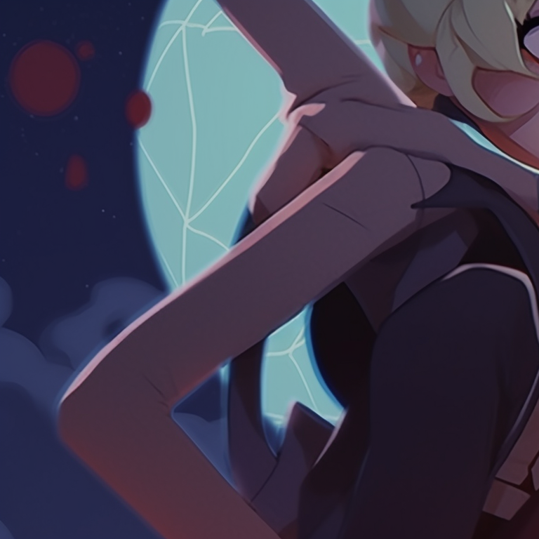 Gwen playing a spectral guitar and Miles with spectral headphones, a musical theme with a spooky twist. gwen and miles in an upside down halloween universe pfp for discord.