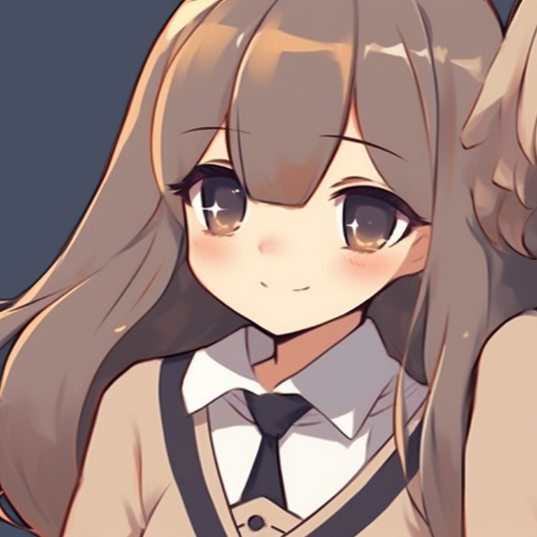 Two characters in school uniforms, clean lines and neutral hues. chic matching pfp for anime best friends pfp for discord.