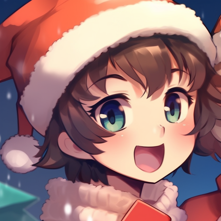 Characters subtly hinting at a mistletoe above them, soft lighting and romantic undertones. best matching christmas themed pfp for 2023 pfp for discord.
