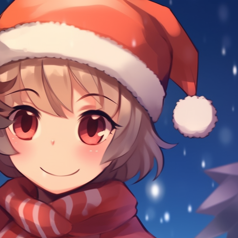 Characters subtly hinting at a mistletoe above them, soft lighting and romantic undertones. best matching christmas themed pfp for 2023 pfp for discord.