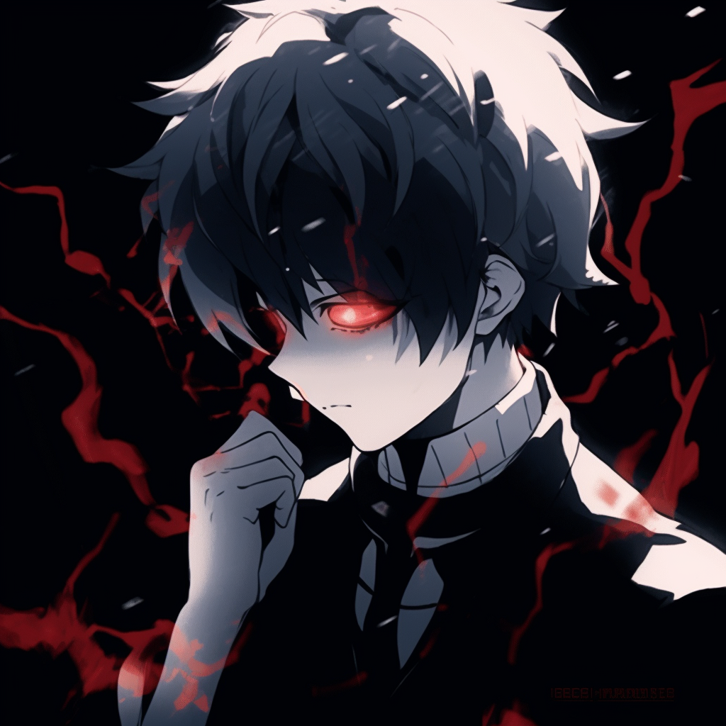 Close up of Kaneki's ghoul form face, featuring a detailed ghoul eye and mask. unique anime gif pfp