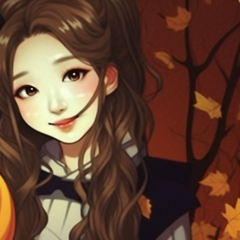 Two K-pop characters in chilling performance, dramatic spotlight highlighting their punk rock outfits. kpop halloween theme matching pfp inspirations pfp for discord.