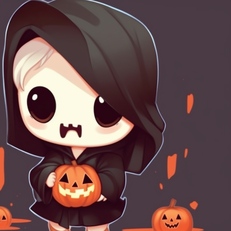 Two characters in witch costumes, with a broom and spellbook, utilizing pastel hues. kawaii halloween anime matching pfp theme pfp for discord.