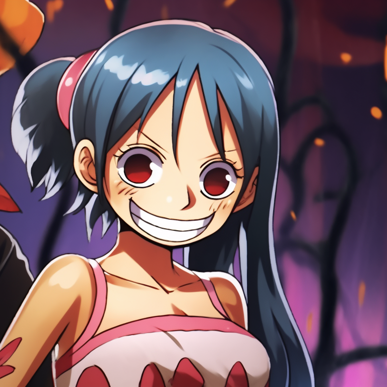 Close-up of Luffy and Nami, illuminating lanterns glows highlighting the excitement in their eyes. Both holding candy-filled bags. matching pfp with luffy and nami theme pfp for discord.