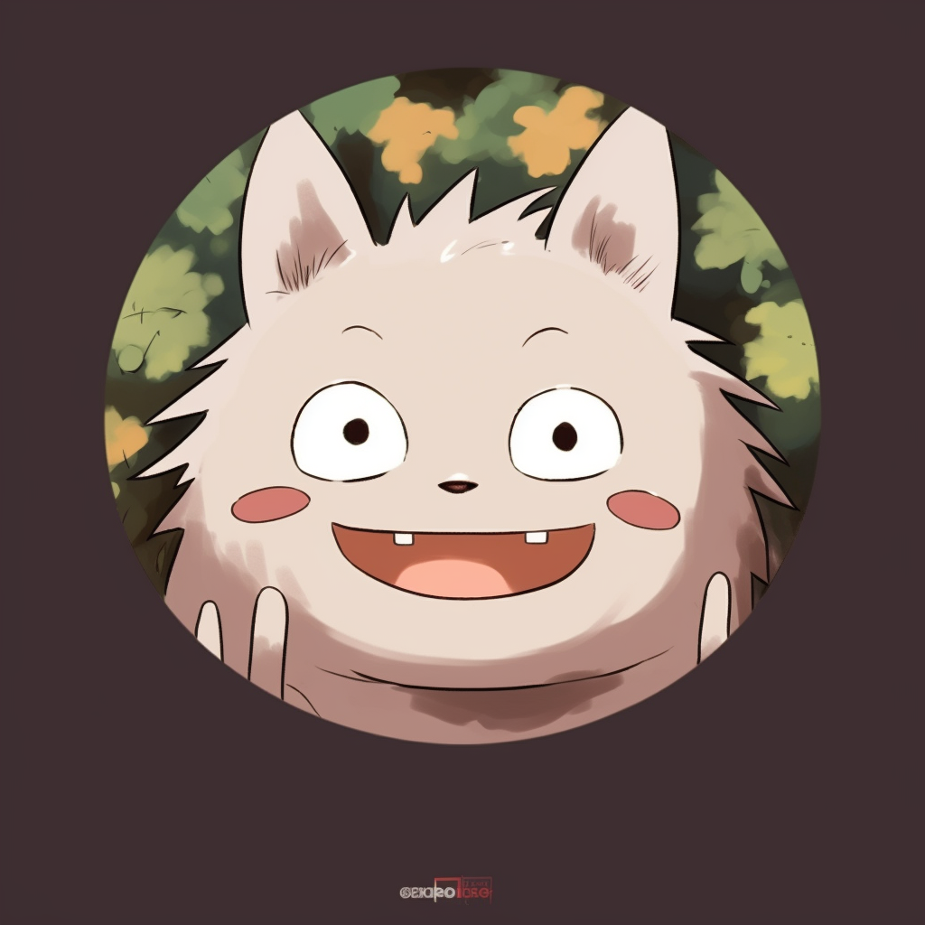 Face of Totoro with a cheeky grin, emphasis on shapes and consistency in color. unforgettable anime pfp funny pfp for discord.