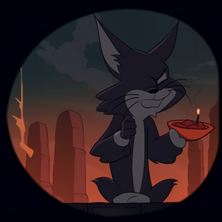 Silhouettes of Tom and Jerry, stark contrast between dark foreground and light background. tom and jerry matching pfp halloween theme collection pfp for discord.