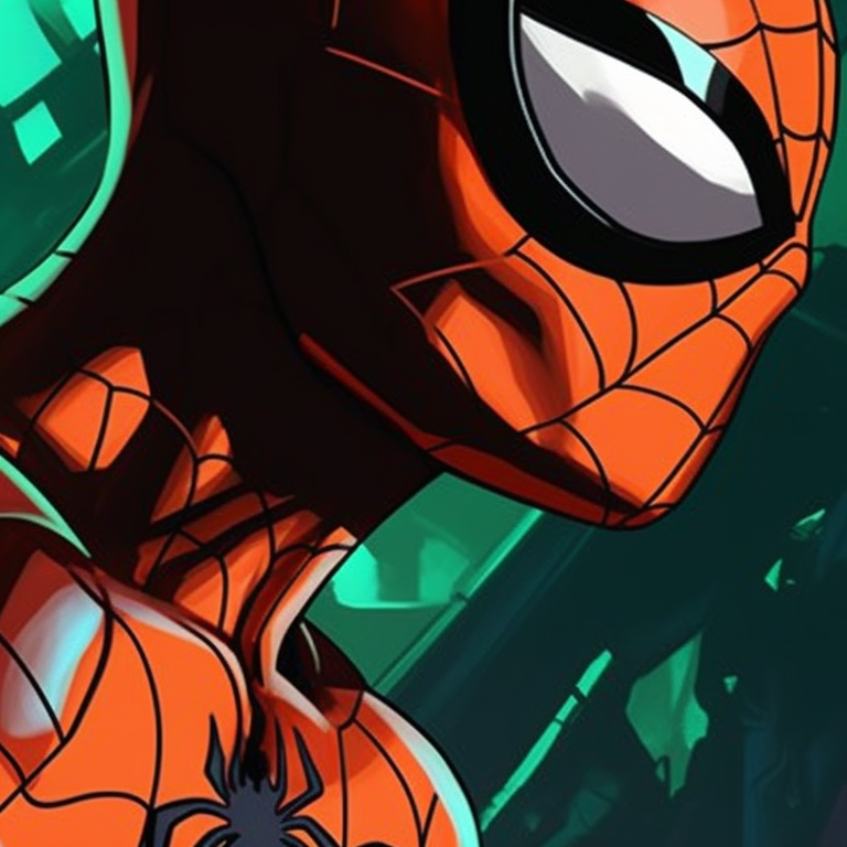 Spider-Man and Venom, intense black and red palette, close-up faces. spider man matching pfp styles pfp for discord.