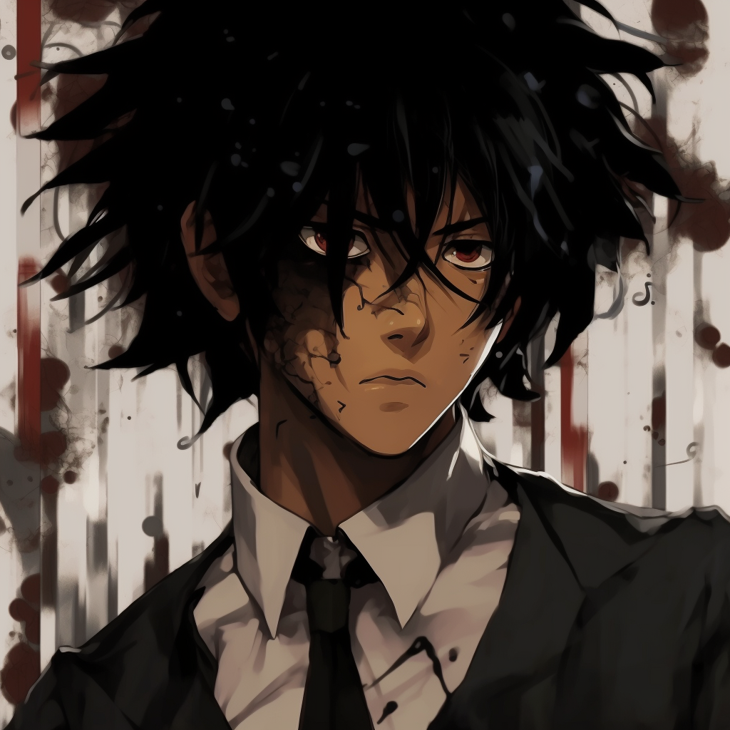 Sasuke with his Sharingan, sharp contrasts and glowing red hues dominate. captivating black anime pfp collection