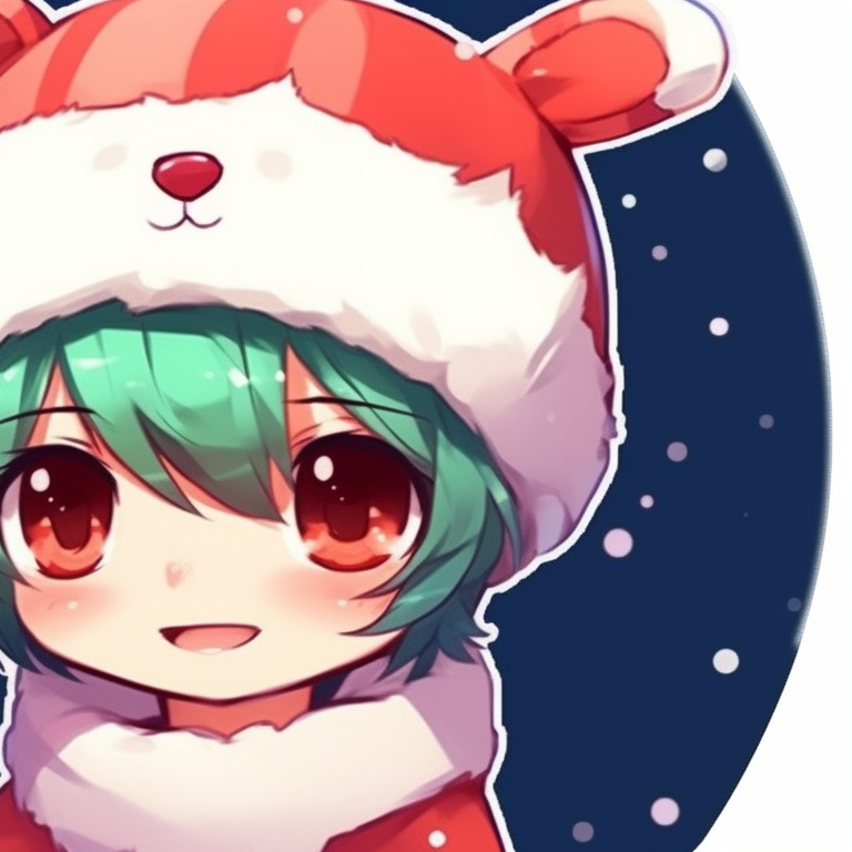 Two catboy characters under mistletoe, soft pastel color palette and gentle smiles. catboy inspired matching christmas pfp pfp for discord.