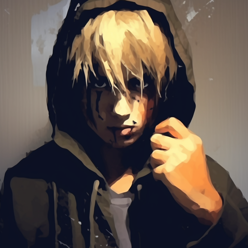 Naruto rendered in grunge style, grainy textures and muted colors. grunge aesthetic pfp choices pfp for discord.