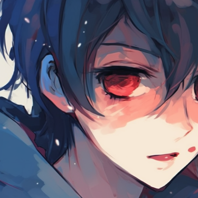 Two characters, fiery auras and sharp detailing, intense gazes hinting a fierce bond. charming matching anime pfp for couples pfp for discord.