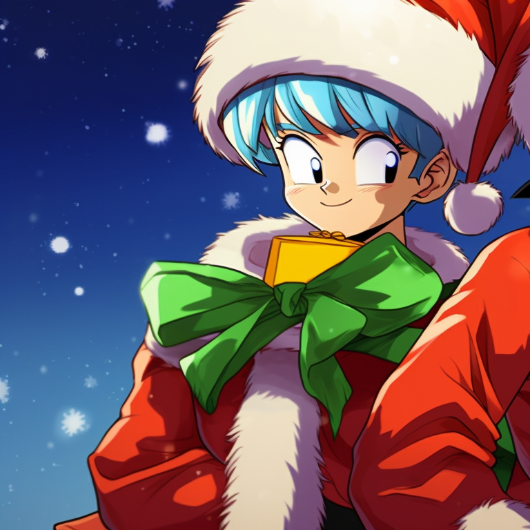 Two characters in Christmas battle attire, dynamic poses and stark contrast. top matching christmas dragon ball pfp themes pfp for discord.