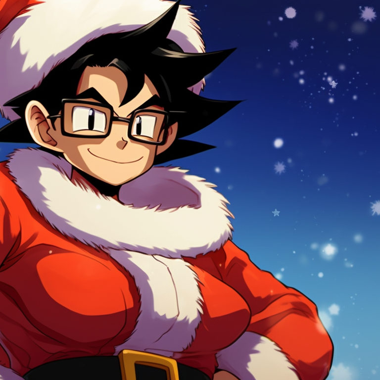 Two characters in Christmas battle attire, dynamic poses and stark contrast. top matching christmas dragon ball pfp themes pfp for discord.