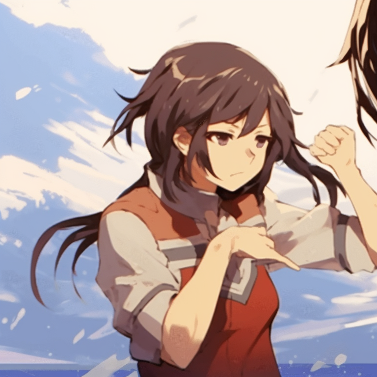 Two characters at the beach, soft lines and vibrant, sunny colors. adorable matching pfp gifs pfp for discord.