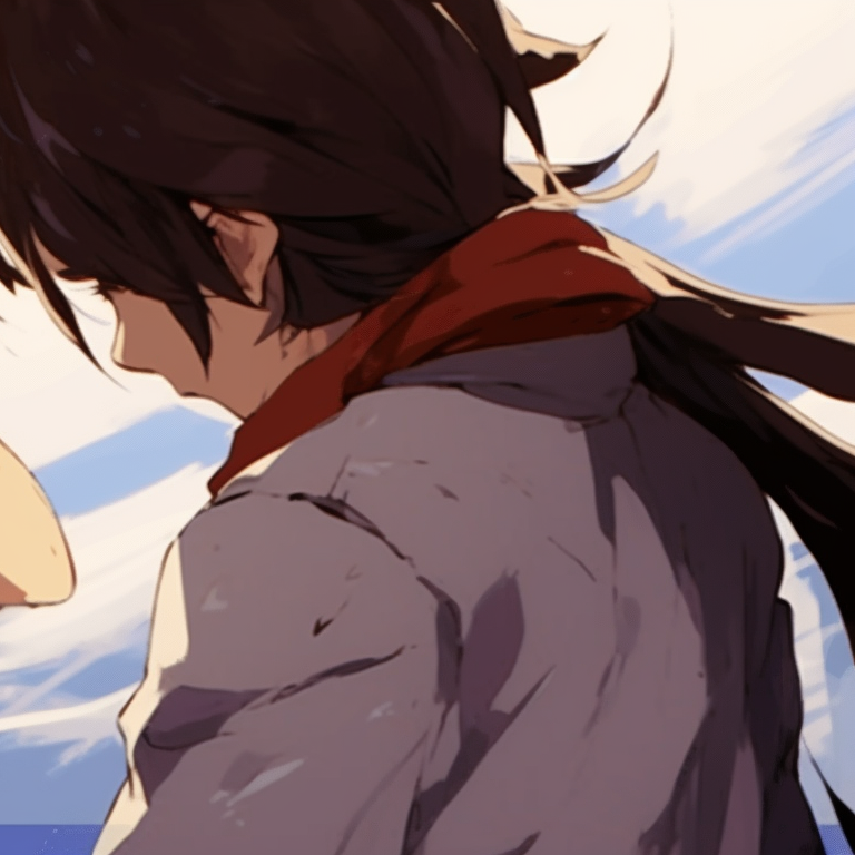 Two characters at the beach, soft lines and vibrant, sunny colors. adorable matching pfp gifs pfp for discord.