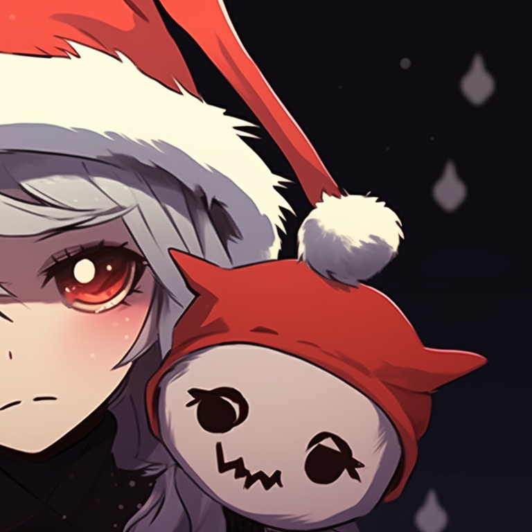 Characters as friendly ghosts, wearing Christmas hats, pastel colors. halloween christmas themed profile inspiration pfp for discord.