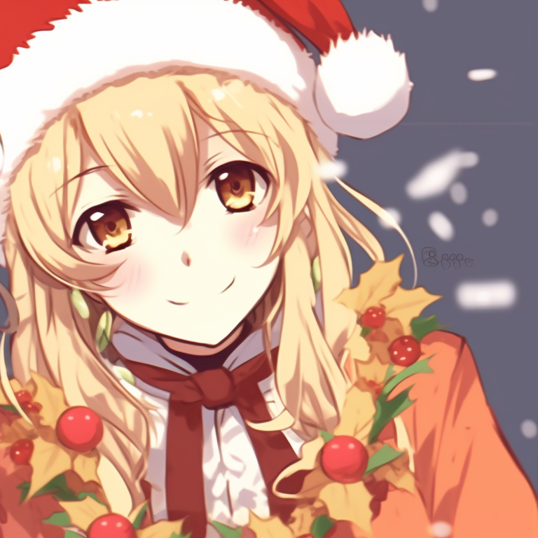 Two characters in elf costumes, lively colors and fun expressions, holding festive presents. anime inspired matching christmas pfp gif pfp for discord.
