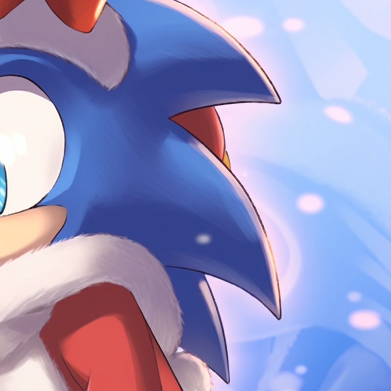 Sonic dressed as Santa and Tails as an elf, festive details, bright backdrop. matching sonic christmas pfp for boys pfp for discord.