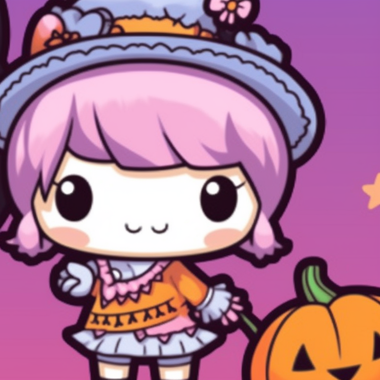 Two Sanrio friends, in eerie attire, bold outlines and dramatic expressions. sanrio halloween themed matching pfp pfp for discord.