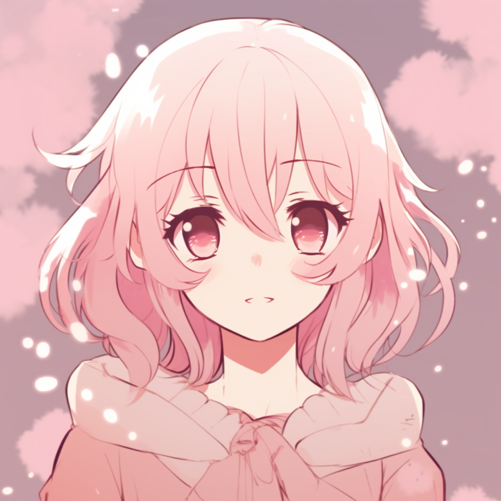 Kawaii anime schoolgirl avatar with a pastel, glowing aesthetic and simplistic backdrop. kawaii anime avatar creations