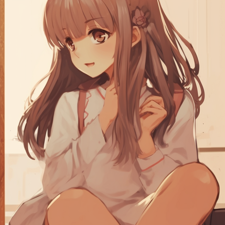 Two school characters seated back-to-back, earthy tones and light shading. anime inspired matching pfp couples pfp for discord.