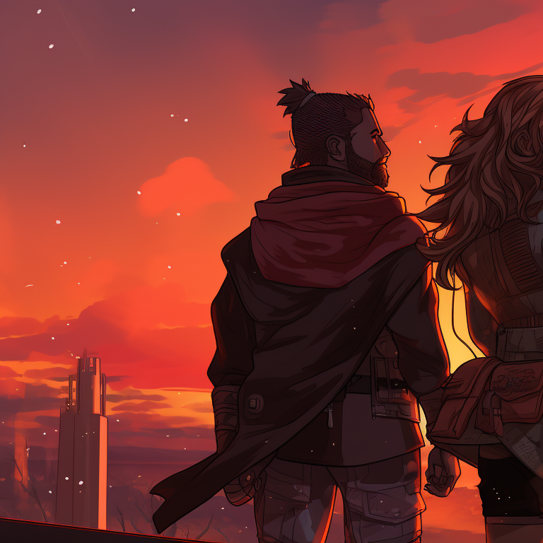 Two characters amid smoke and fire, realistic style with reflective light, divided by weapons. valorant matching pfp styles pfp for discord.