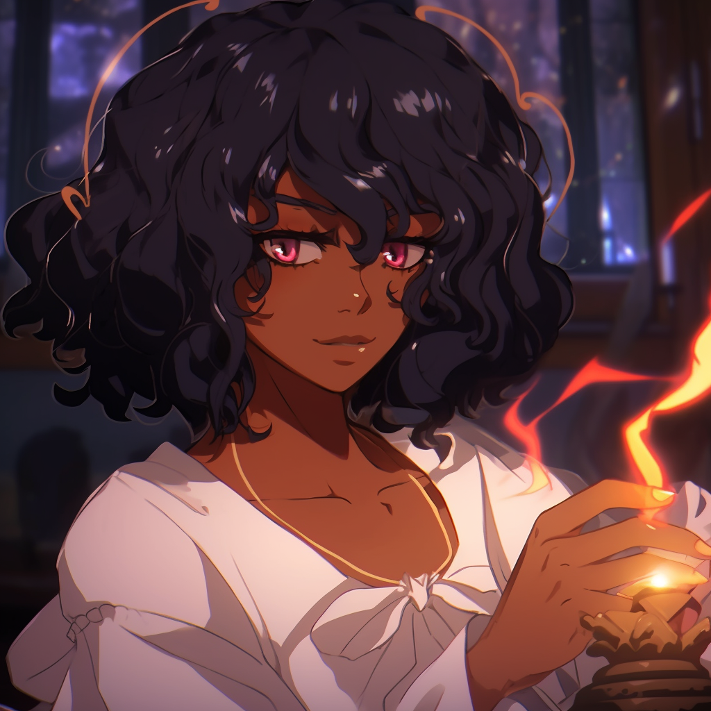 Close-up of a Black anime police officer, uniform detail and cool color tones. inspiring black anime pfp artwork