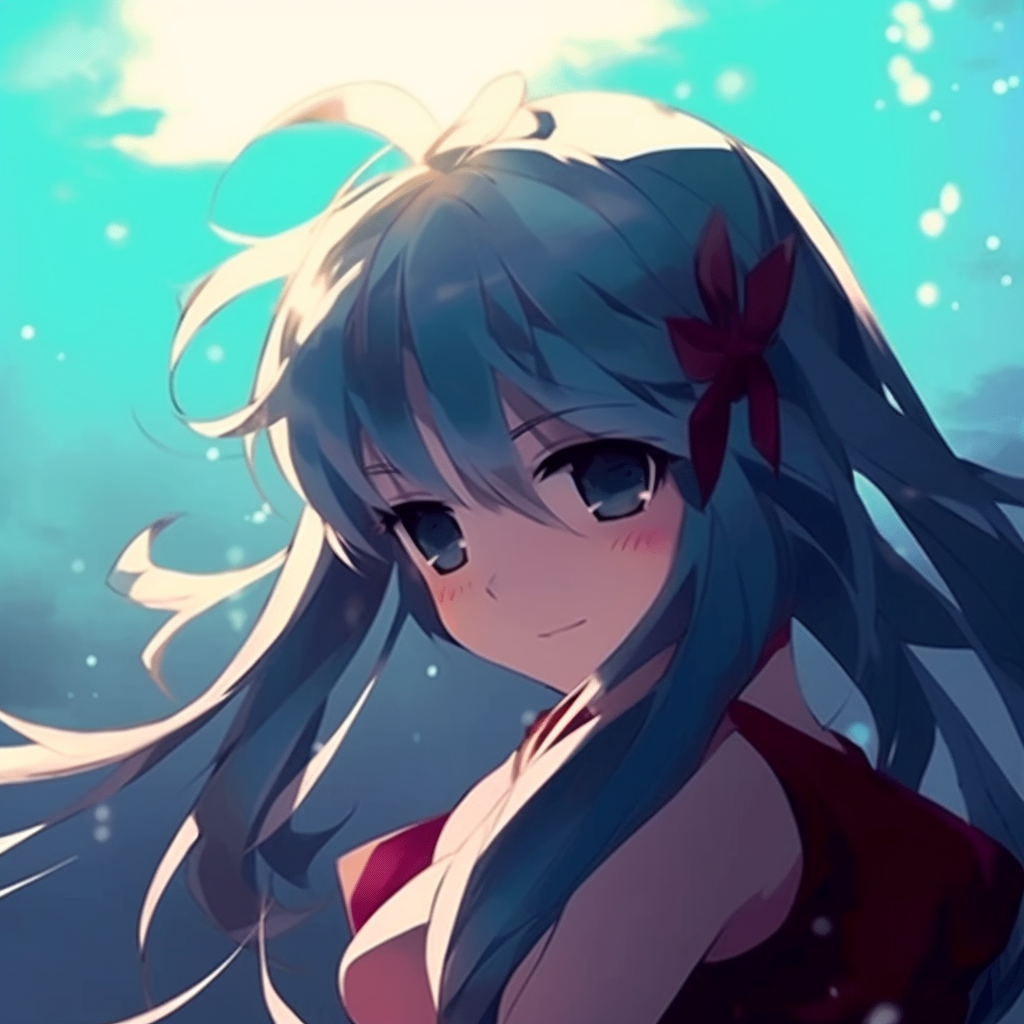 Close-up of Miku Hatsune, detailed linework and vibrant eye colors. cute anime pfp gifs catalogue