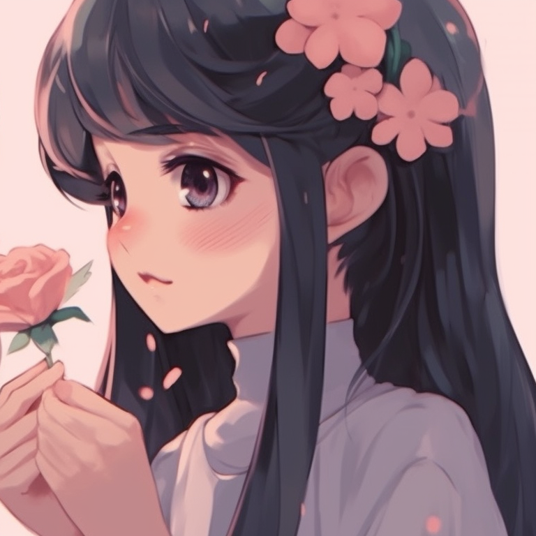 Two schoolgirl characters under cherry blossom trees, bright colors and crisp illustration. unique girl's matching pfp pfp for discord.