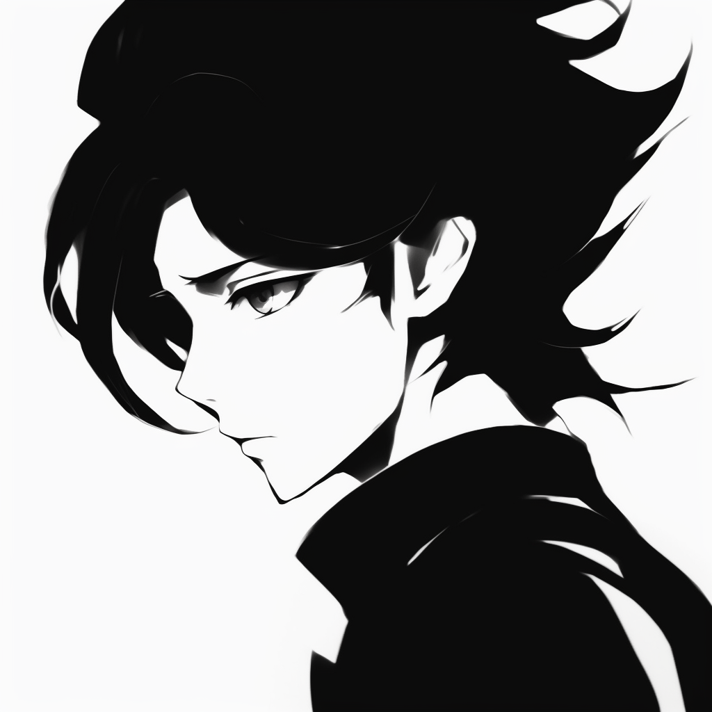 A haunting profile of Light Yagami from Death Note with intricate details in black and white. classic anime black and white pfp