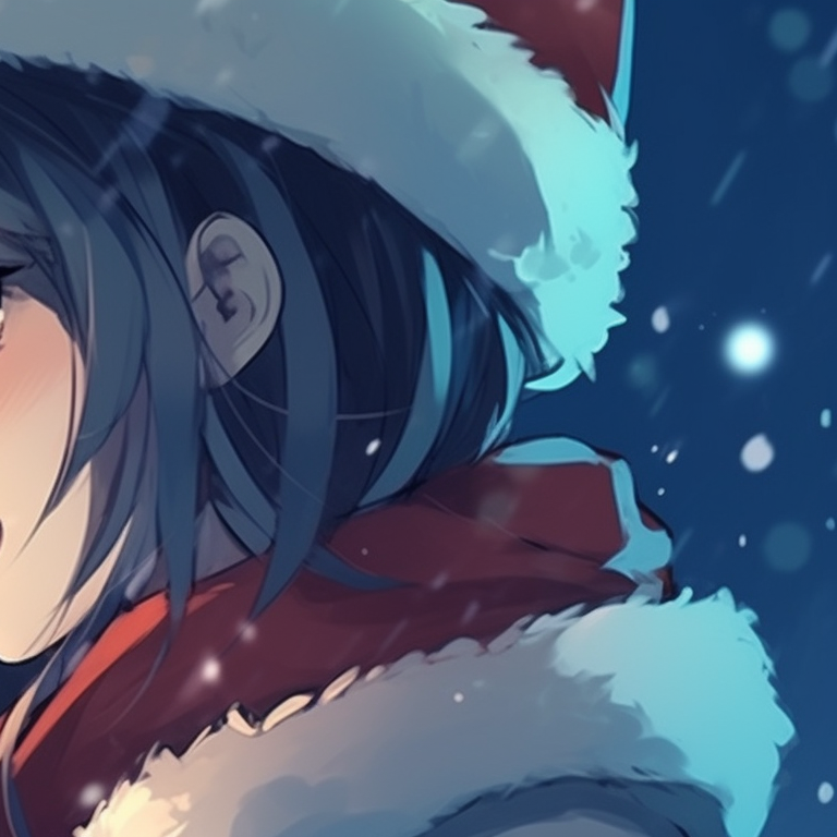 Characters in gingerbread themed outfits, warm colors and icing-like details, standing side by side. cute girl and boy matching christmas pfp pfp for discord.