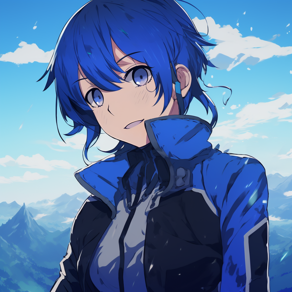 Anime mage draped in ornate blue robes, reflecting the mystic and fantasy elements. variety of blue anime pfp